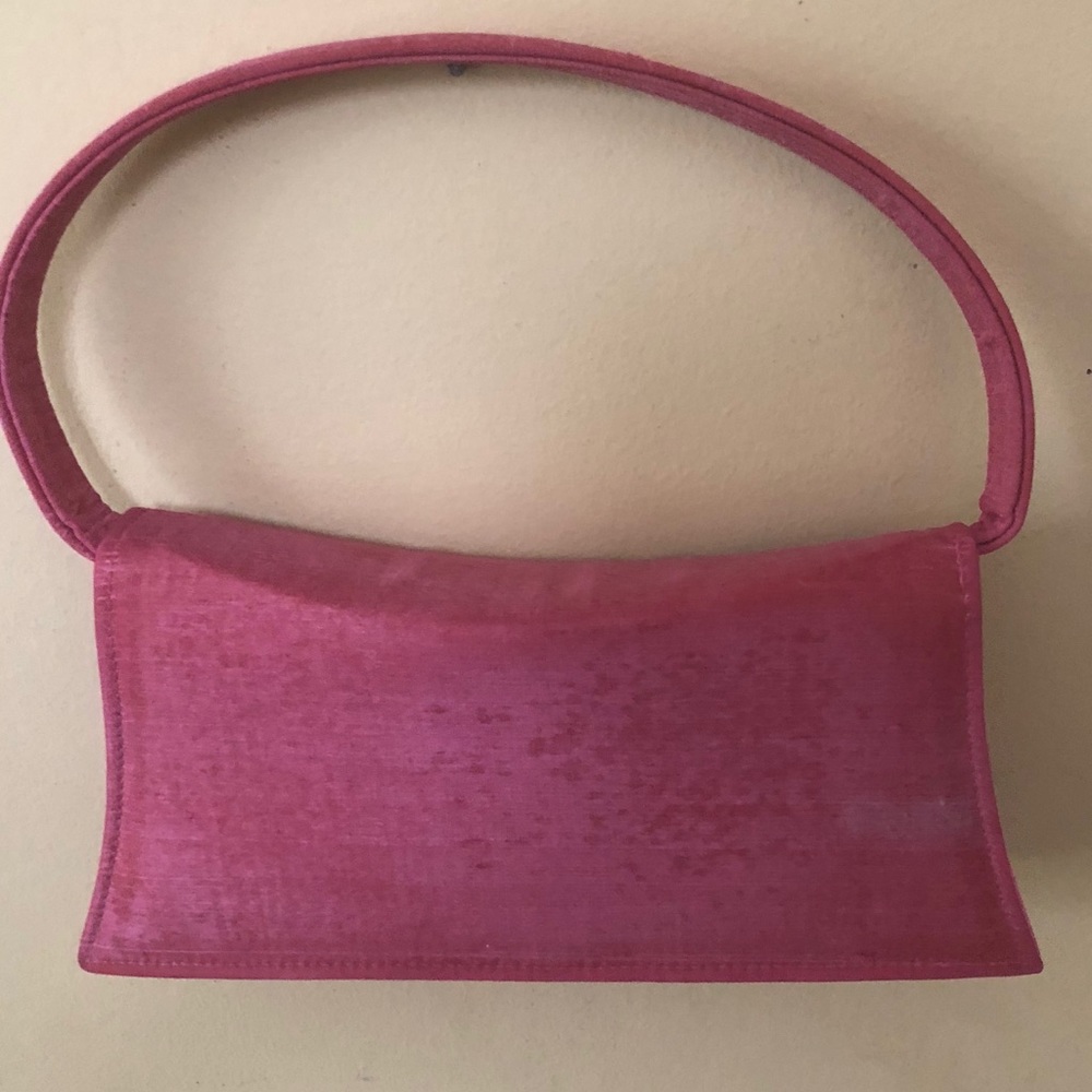 Pink silk clutch bag